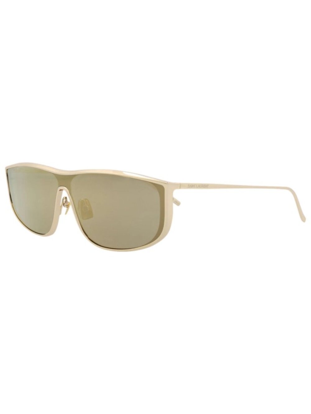 New Saint Laurent Women's Sunglasses Shield Wrap Metal Frame Unisex Gold Gold